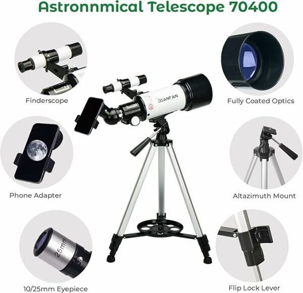 Dianfan Telescopio Astronomico Professionale Adulti, 70 mm - immagine 2